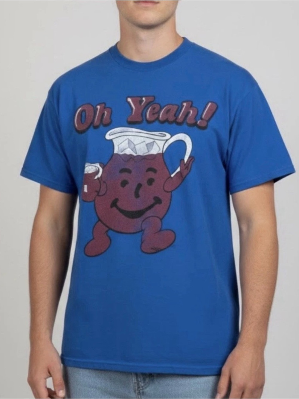 Blue Graphic 'Oh Yeah!' Short Sleeve Graphic Tee Kool Aid Man Y2K
